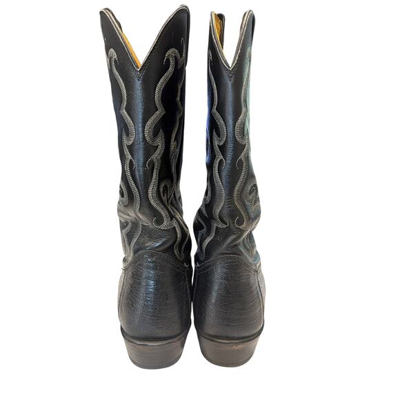 Vintage Nocona Lizard Men\'s 9.5 2 E Cowboy Western Boots Black Embroidered main image 6